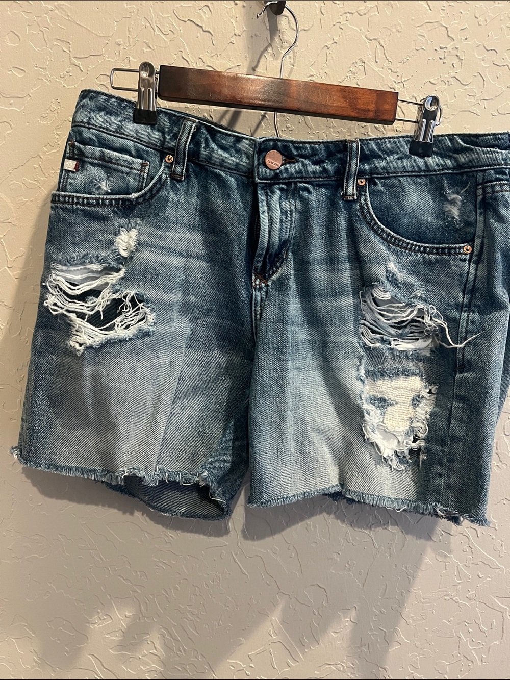 Dear John Distressed Denim Shorts - Blue Wash